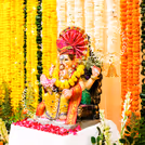Lotus-shaped candle stands and pots reminds of purity and peace of puja