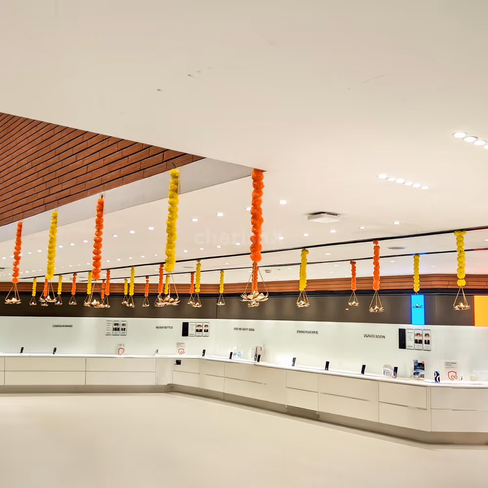 Floral garlands enhance the elegant traditional setup vibes at any venue