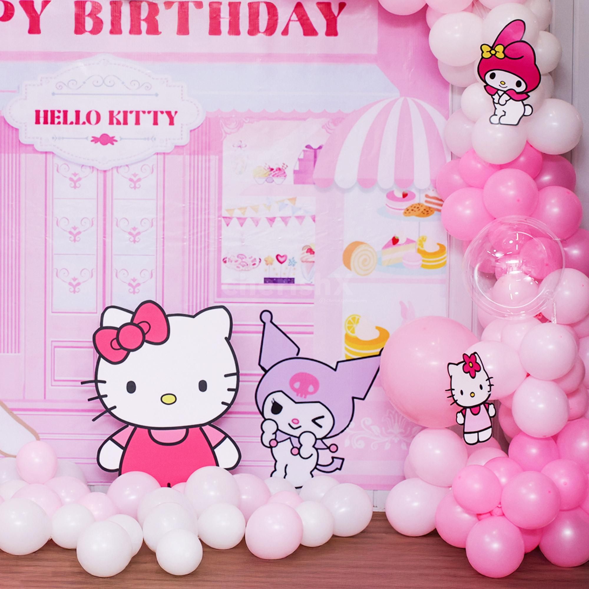 Hello Kitty cutouts add playful charm to the decor.