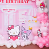 Hello Kitty cutouts add playful charm to the decor.