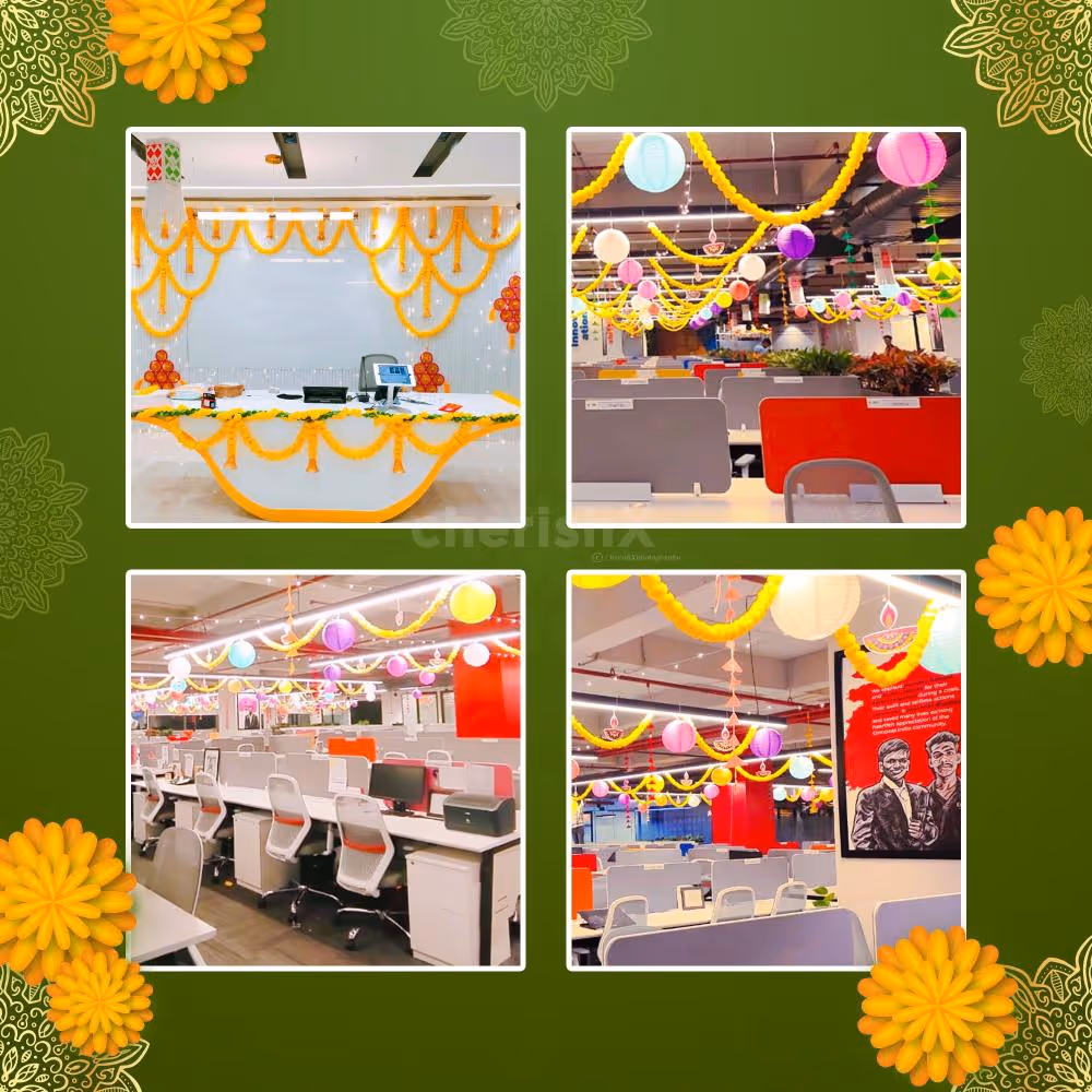 Diwali office decor that brings warmth, light, and festive cheer to every desk