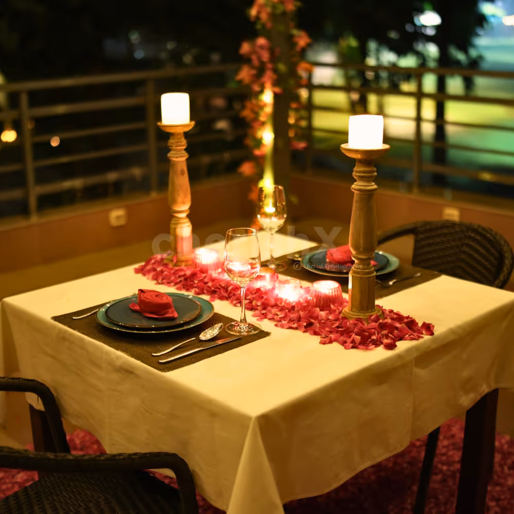 beautiful lit setup for dining in gurugram