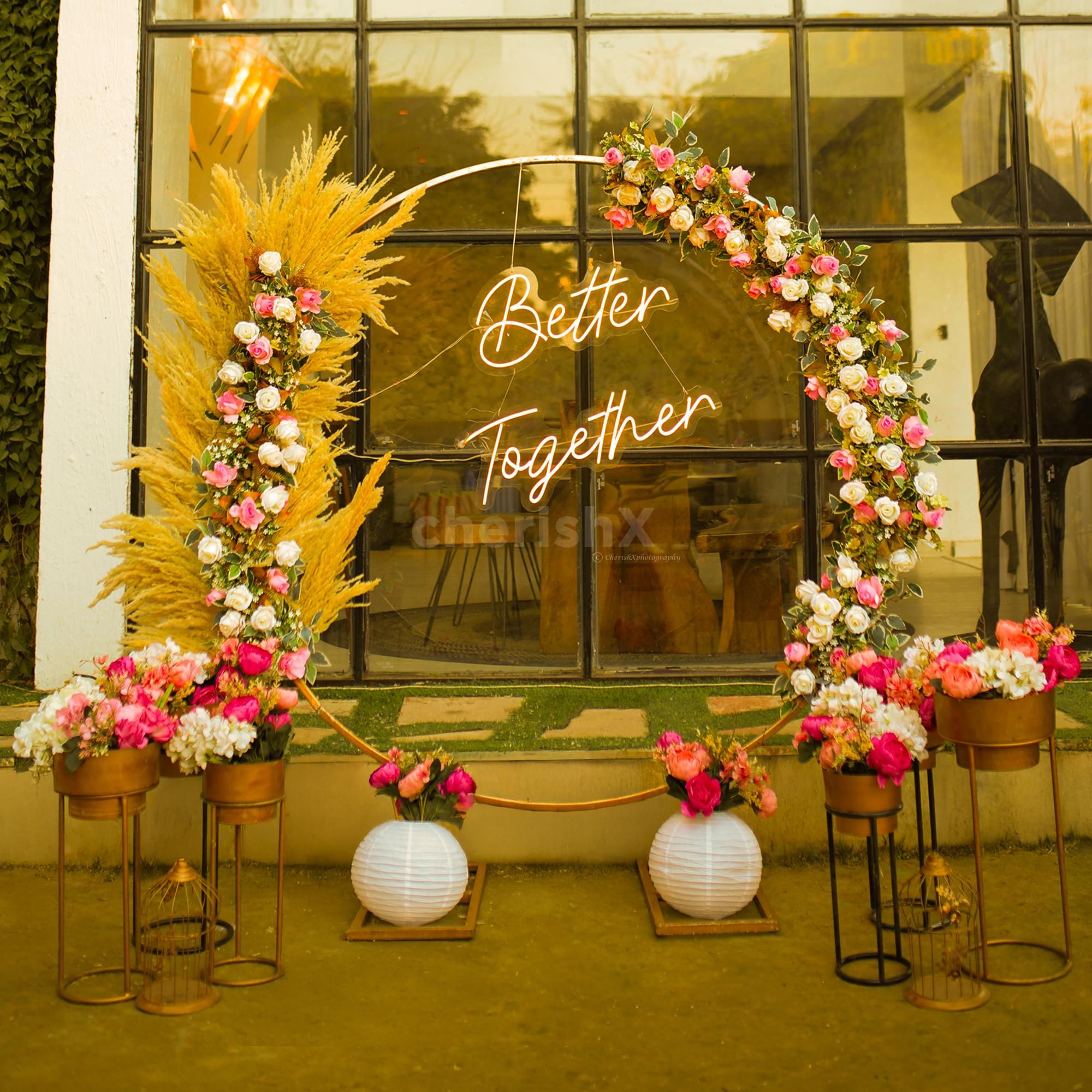 Elegant floral ring arrangement to mark the start of your forever.