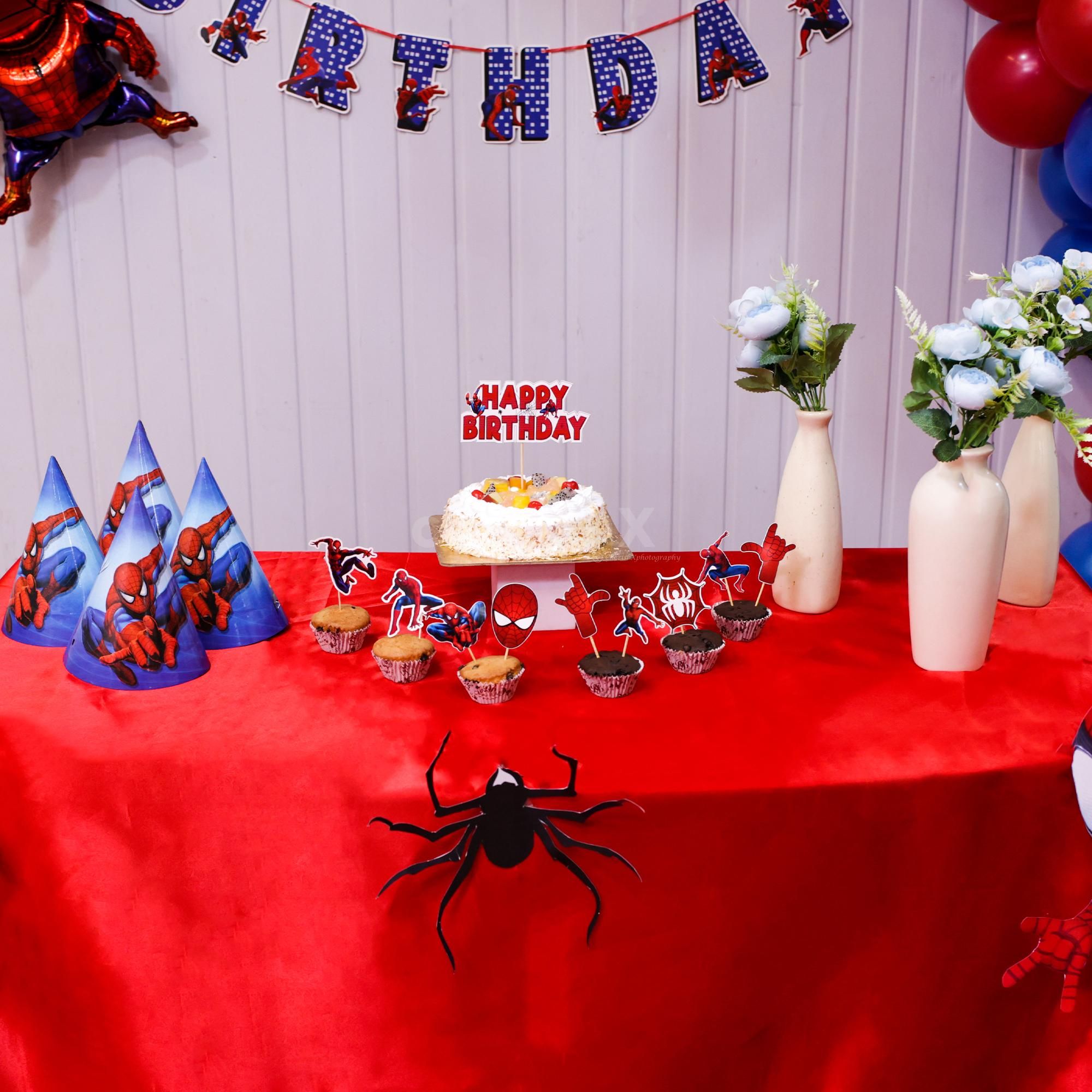 Webs in the air stars shining bright and birthday vibes feel super right