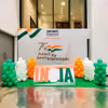 Tricolour Balloons arch create a grand gateway look for the main venue
