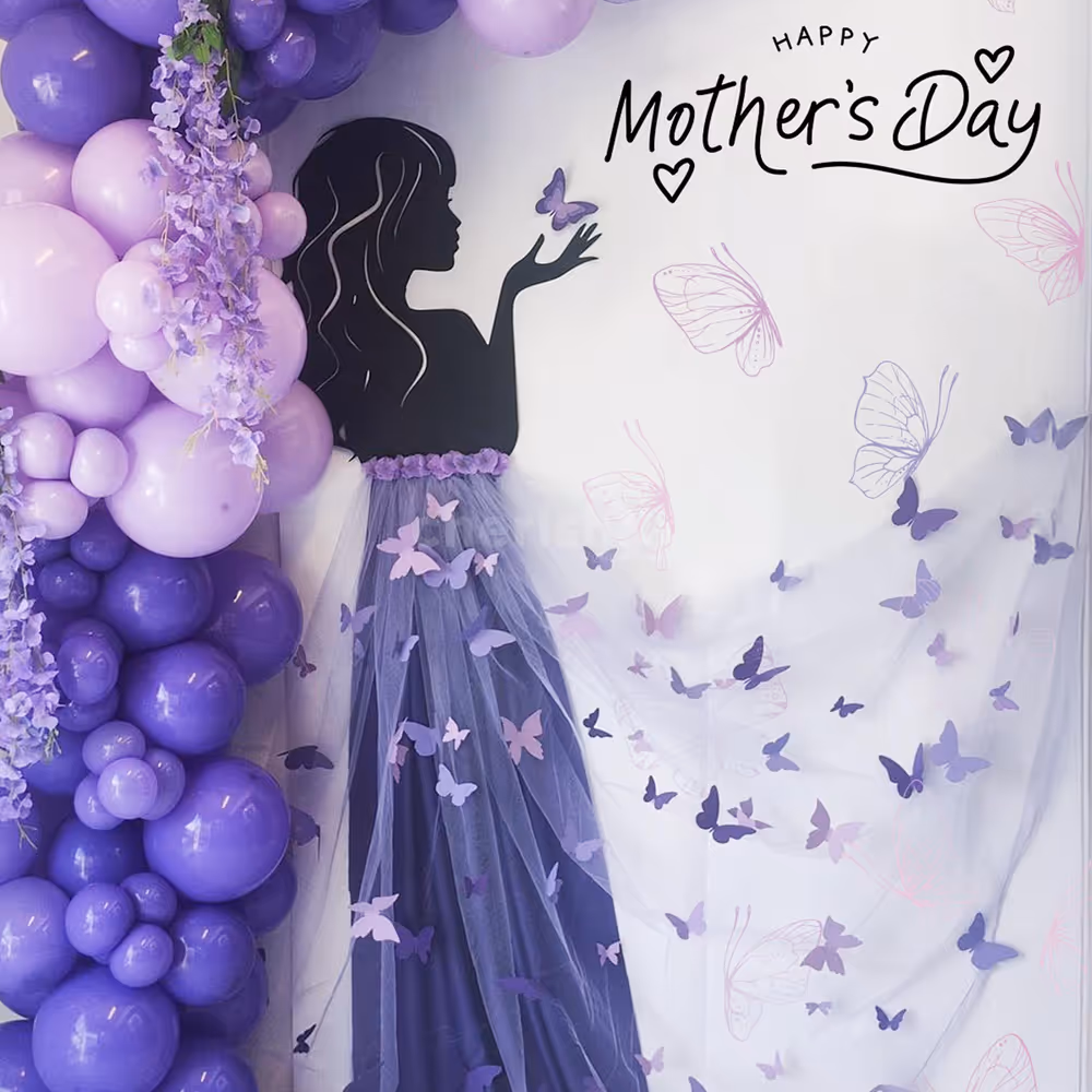 Sophisticated silhouette flex banner with butterfly details.