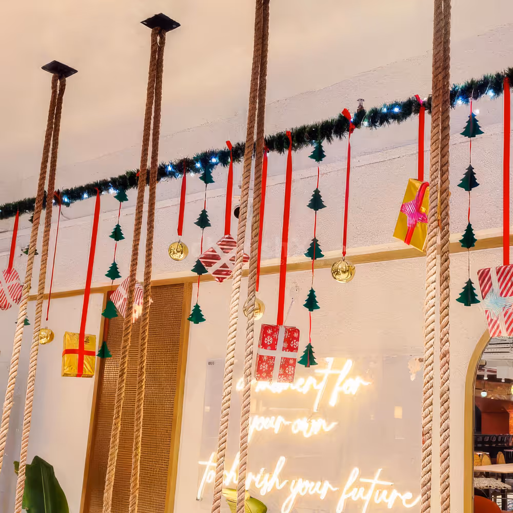 Sparkling fairy light highlights the glow of the Christmas celebration with festive energy