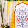 Green flower arrangements add a fresh natural aspect to the pooja decor