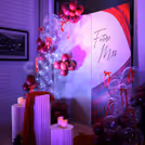 Red ribbon bows maximize the warmth of the celebration and shine in the light.