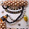 Sparkling decor for adults bday with contrasting colors and funky shapes balloons
