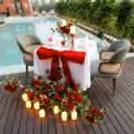 The perfect ambiance for heartfelt moments by the shimmering pool