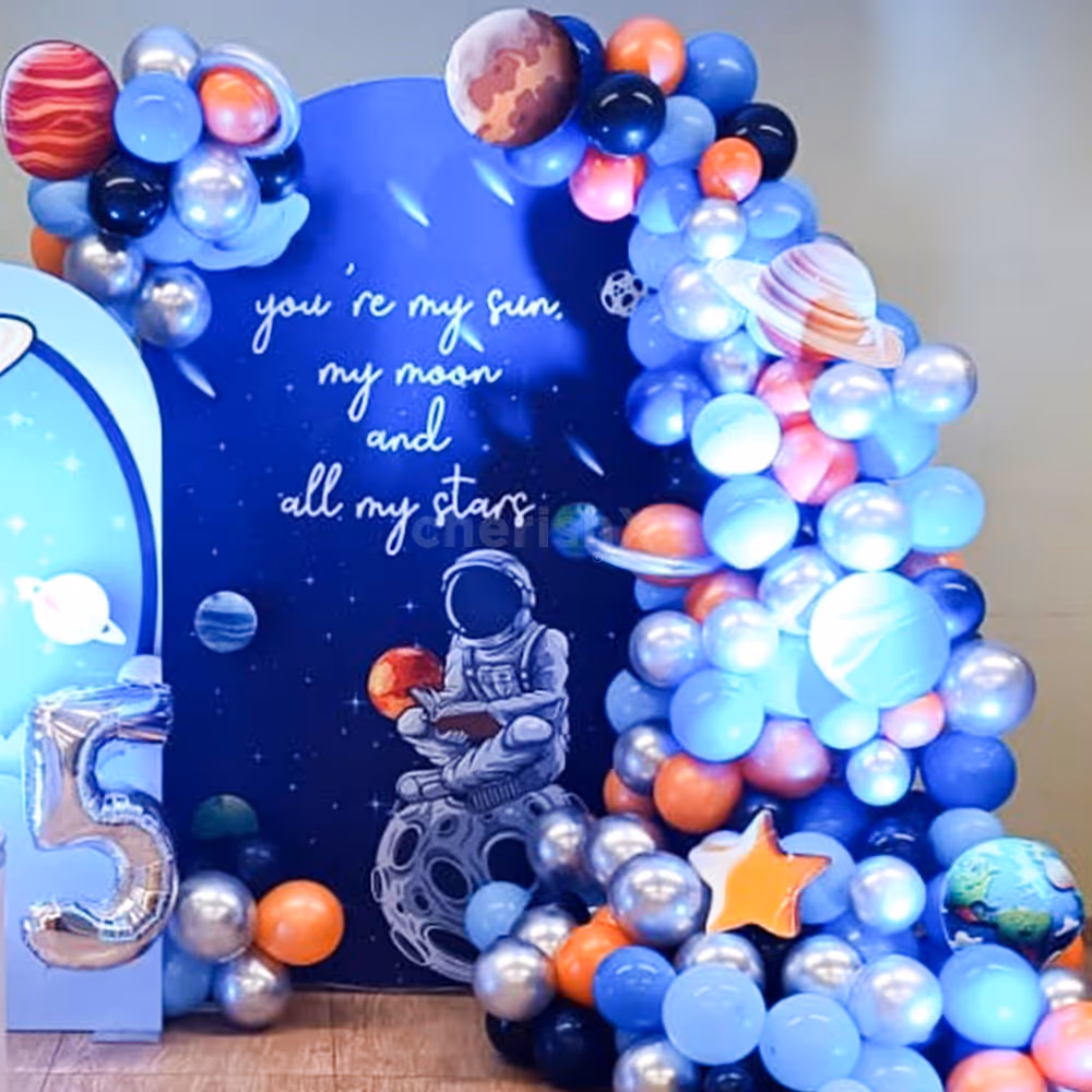 LED disco lights provide a space glow to the theme.