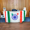 Reception decor with garlands birds cutouts and Ashok Chakra infuses freedom spirit