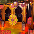 Dual color artificial floral strands add color and warmth to the decor.