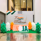 Balloons archway creates a grand entrance and frames the gathering zone