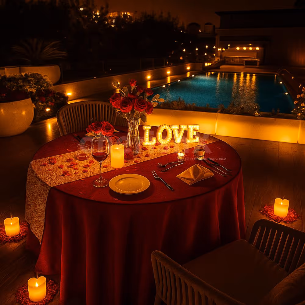 Poolside candlelight dinner by hilton