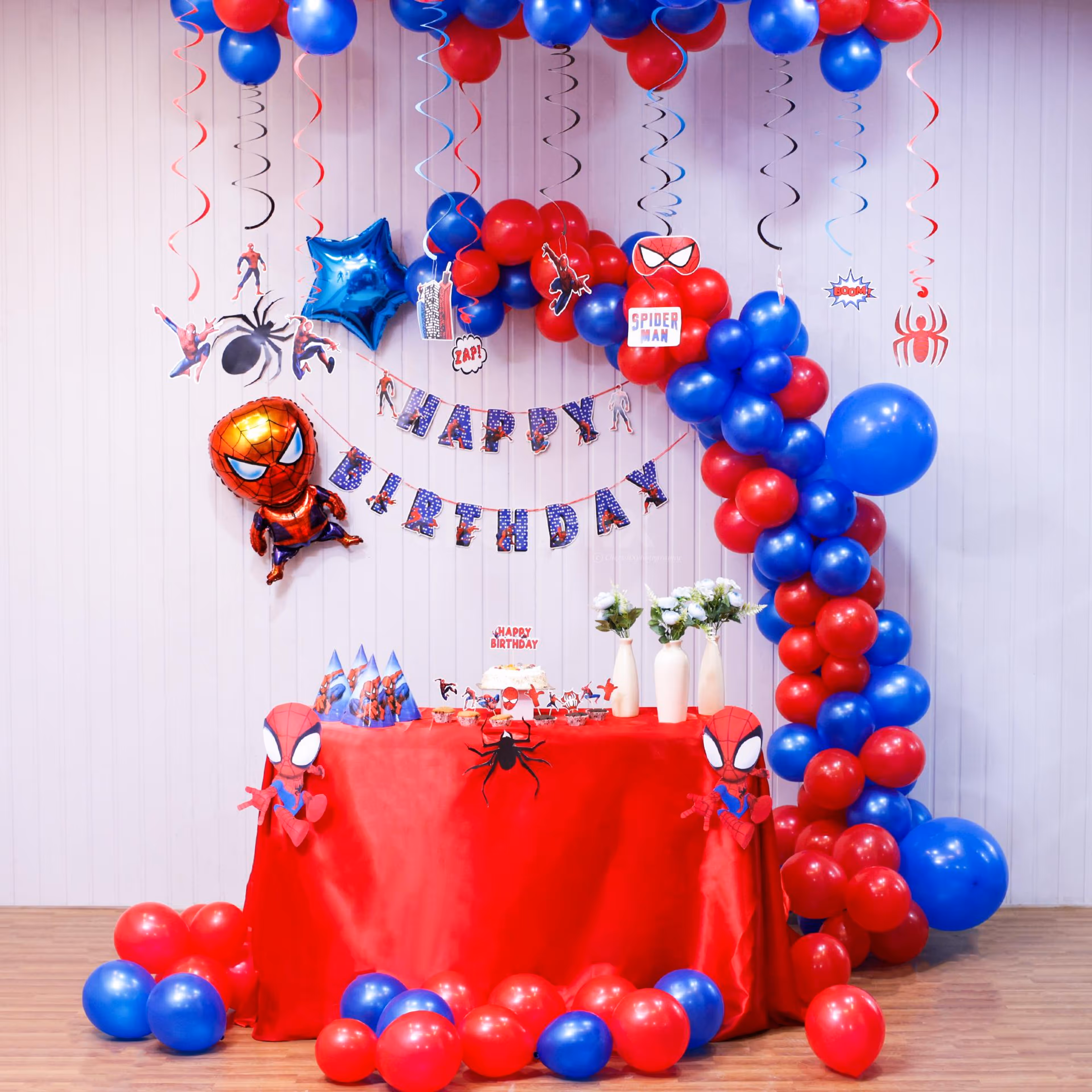 Hero hats on spider swings and birthday chaos light up the room