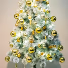 Strings of warm white fairy lights add glow to the entire scene.