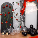 Floating balloons and warm lighting add an enchanted touch