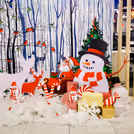 Snowflakes and gift boxes create curiosity among the visitors and passers-by