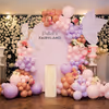 Pastel purple balloons add the colour break to the overall pink birthday decor