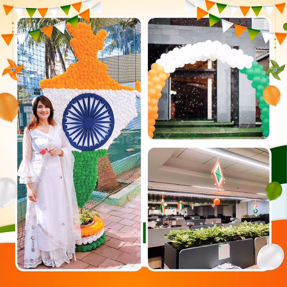 Round hangings swing along with pompoms to symbolise a spirit of freedom