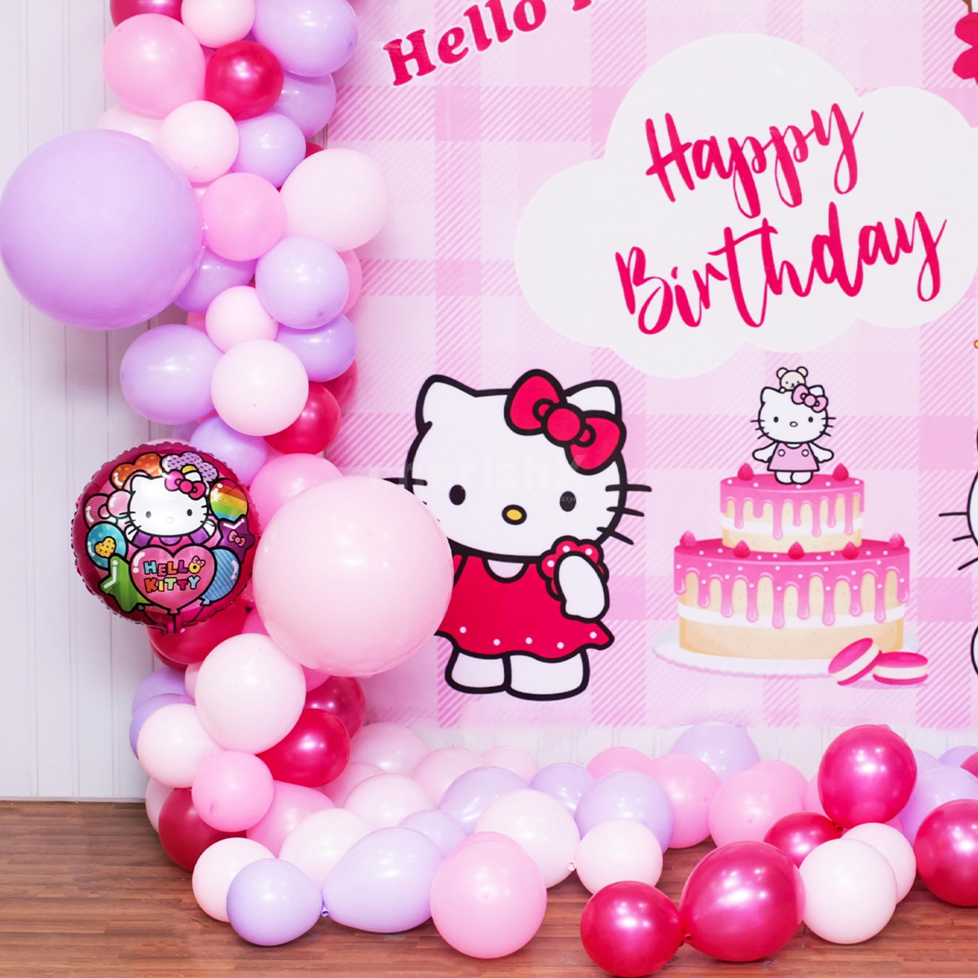 Cute Hello Kitty character cutouts provide lighthearted charm.