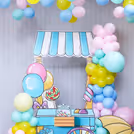 The lovely blue-and-white umbrella adds the best summer touch!
