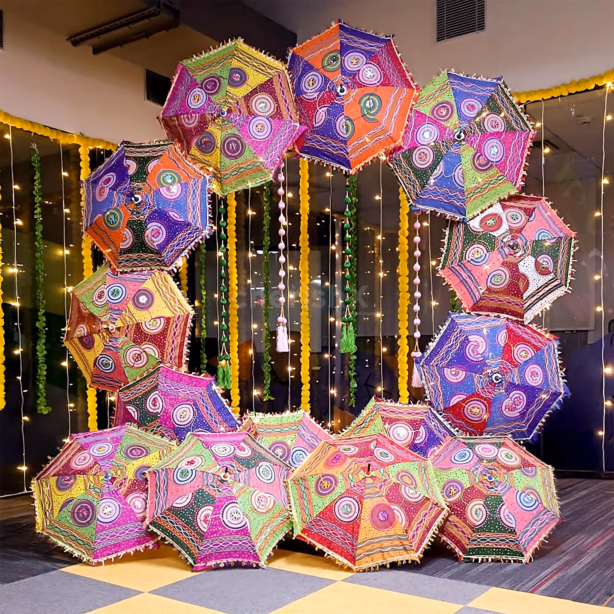 Umbrellas and Fairy Light Photo Booth
