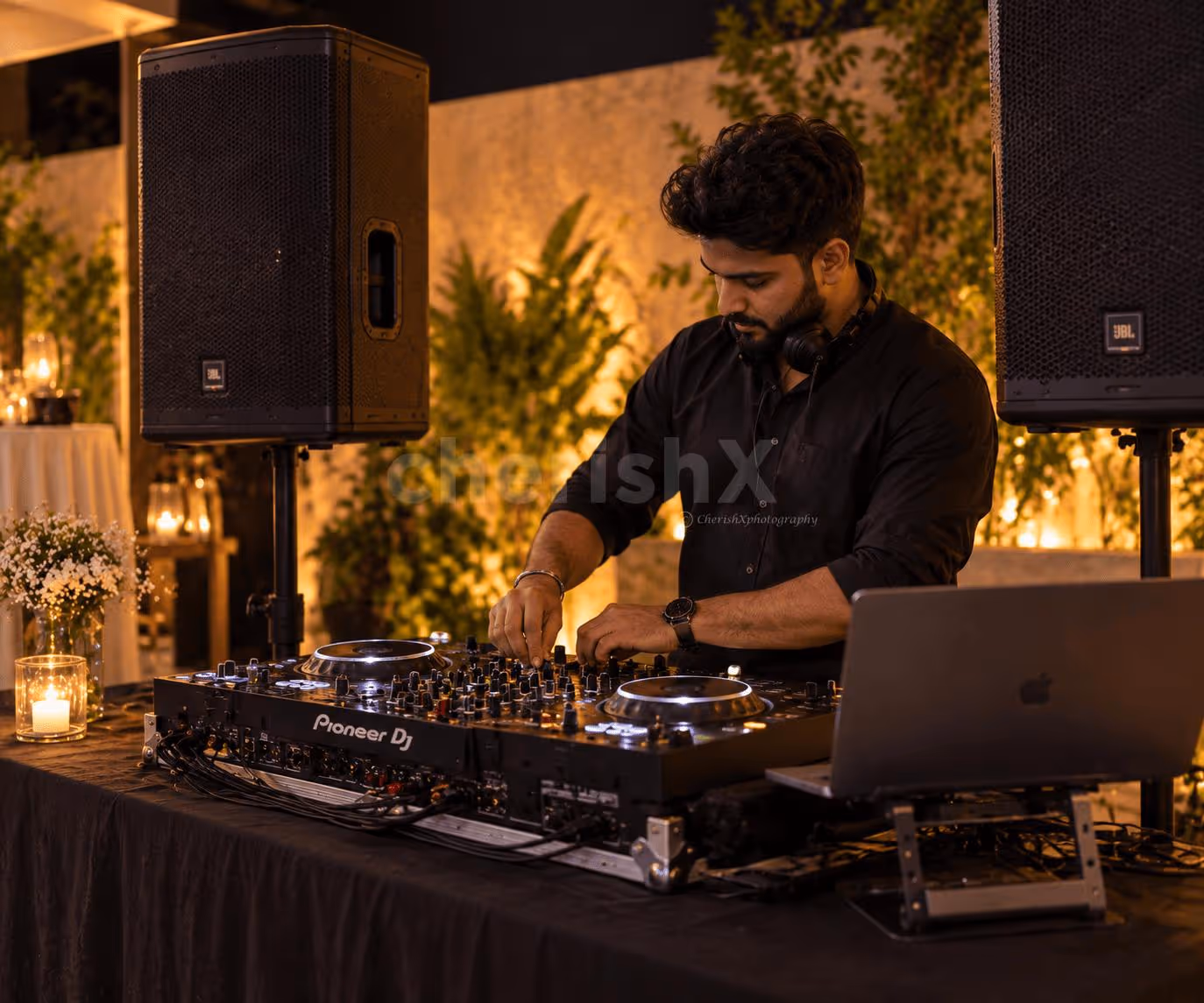 Basic DJ Setup with Speakers & Dance Floor