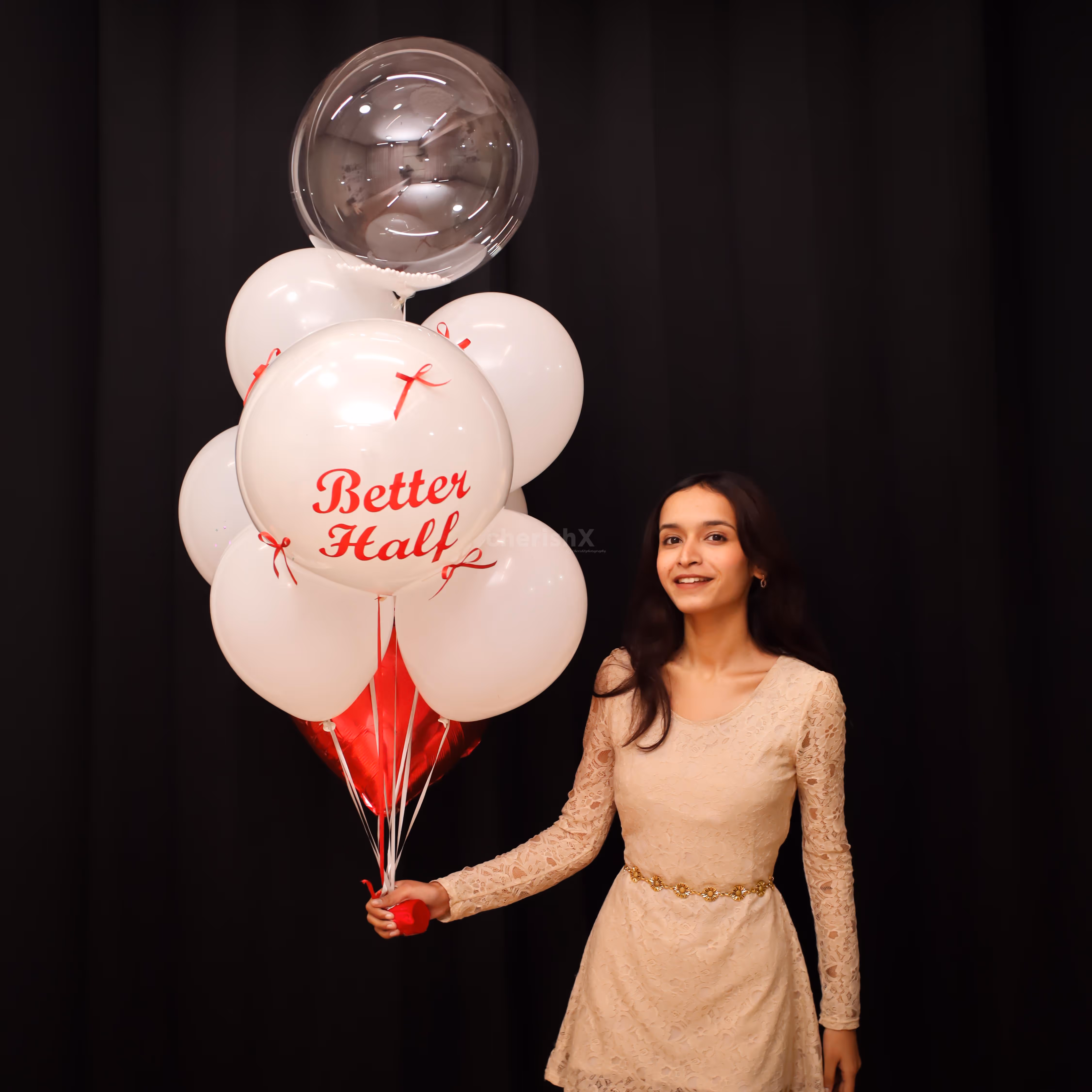 Better Half vinyl message adds a personal romantic touch to balloons