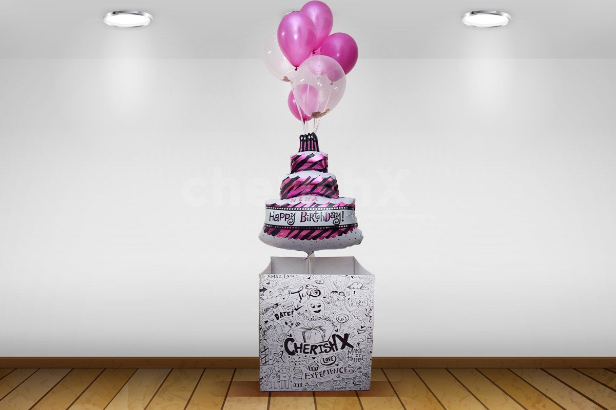 Vibrant Birthday Balloon Box for Her to make the birthday extra special.