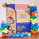 A colorful and cheerful Shinchan backdrop for a fun birthday.
