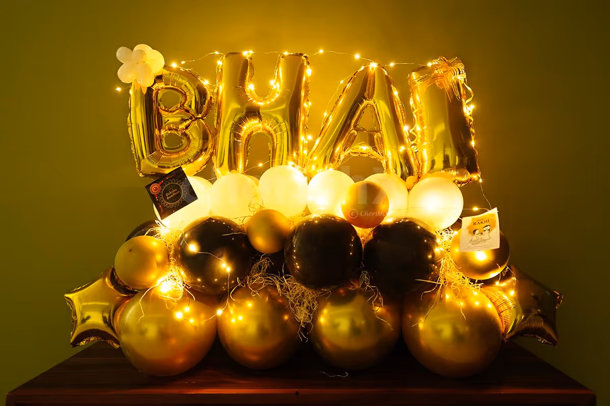 Illuminated BHAI Balloon Bouquet to gift on Raksha Bandhan and Birthday.
