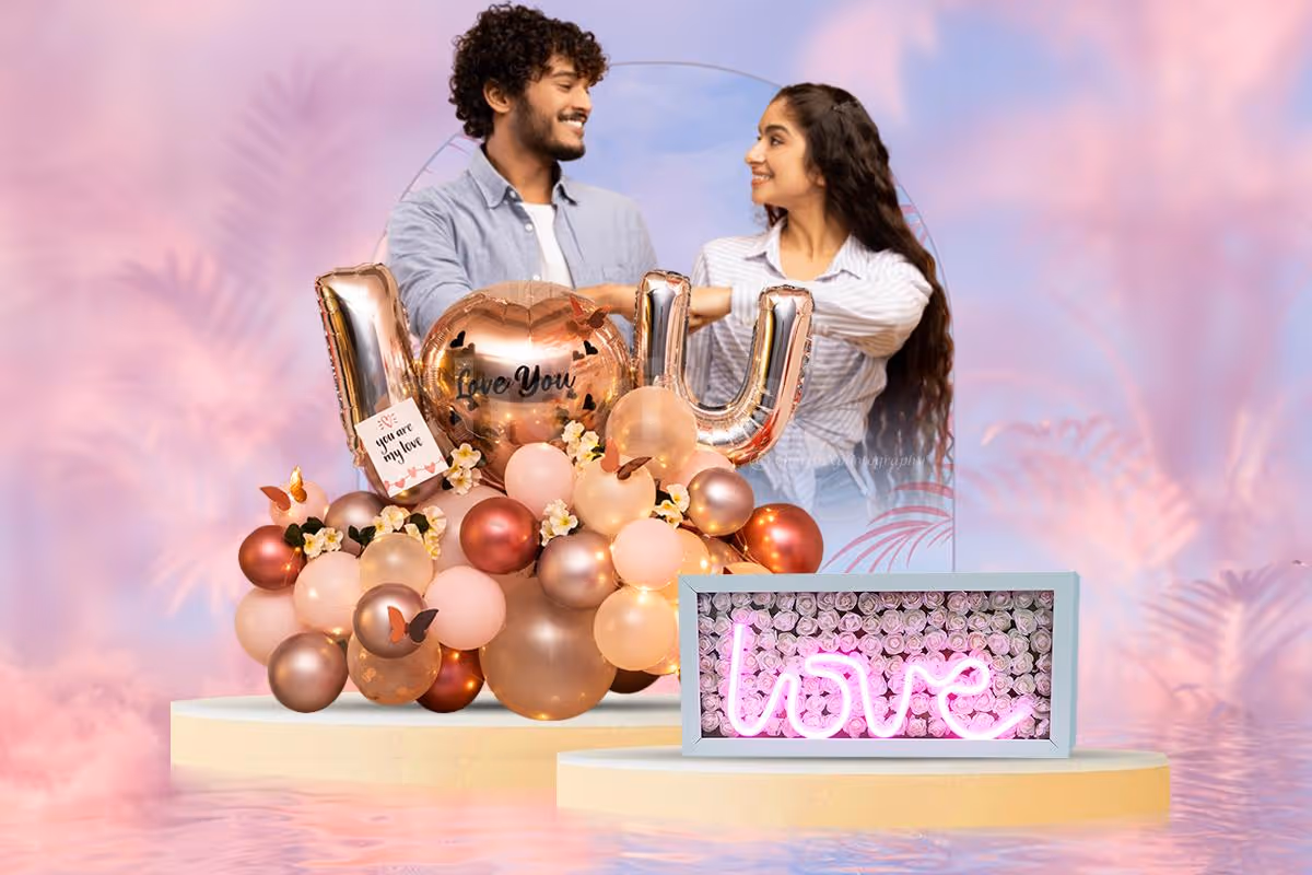 The love message with hearts in the balloon bouquet is the most amusing combination you can even imagine