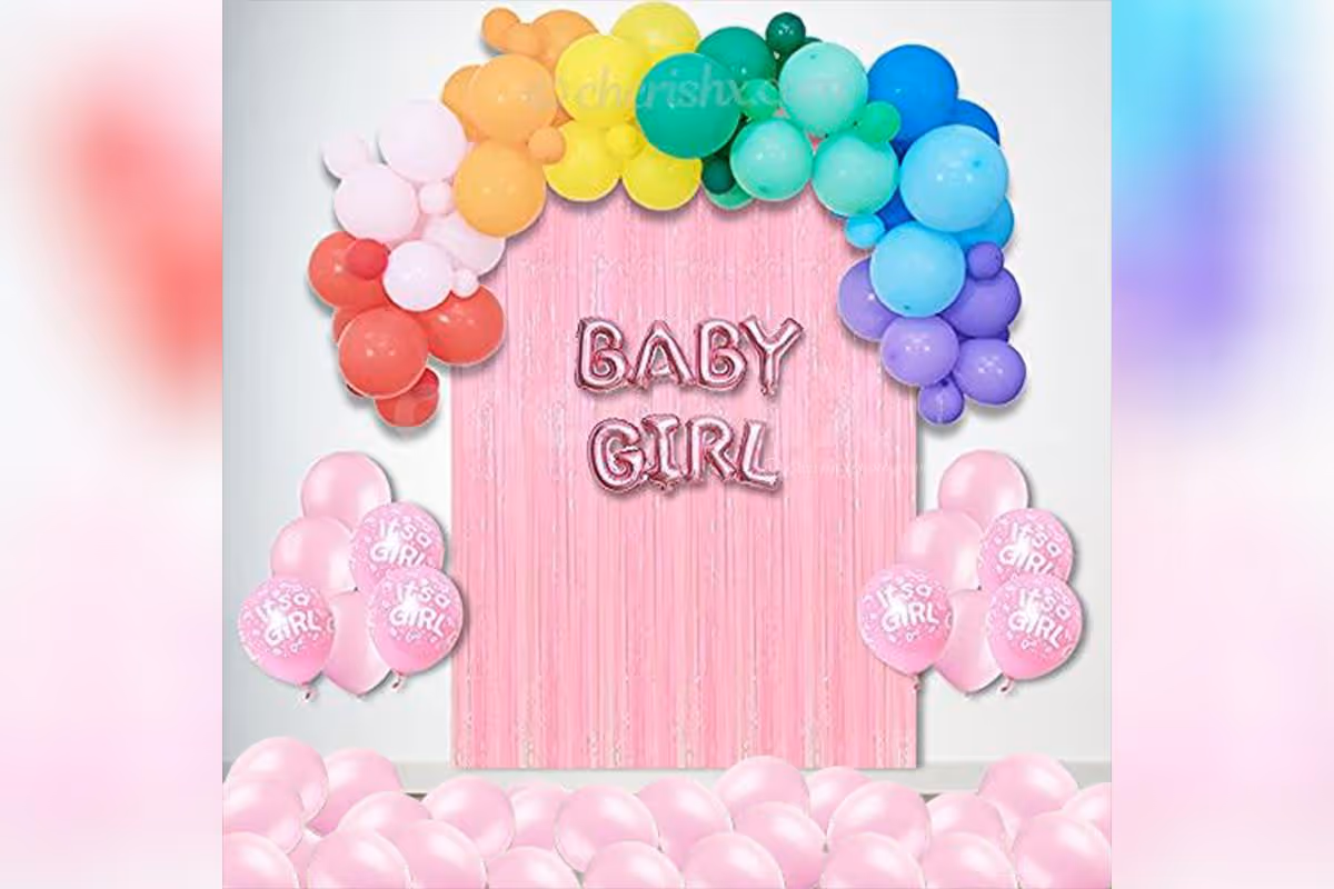 Baby Girl Letter Foil Balloons used to enhance the welcome baby girl decor