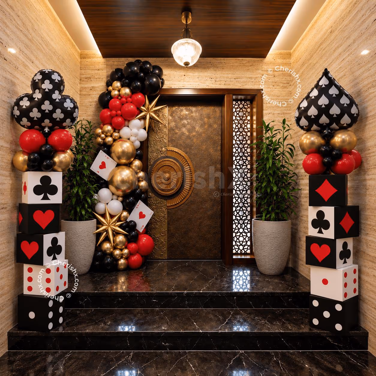 Casino Welcome Balloon Decor for Party Entrance