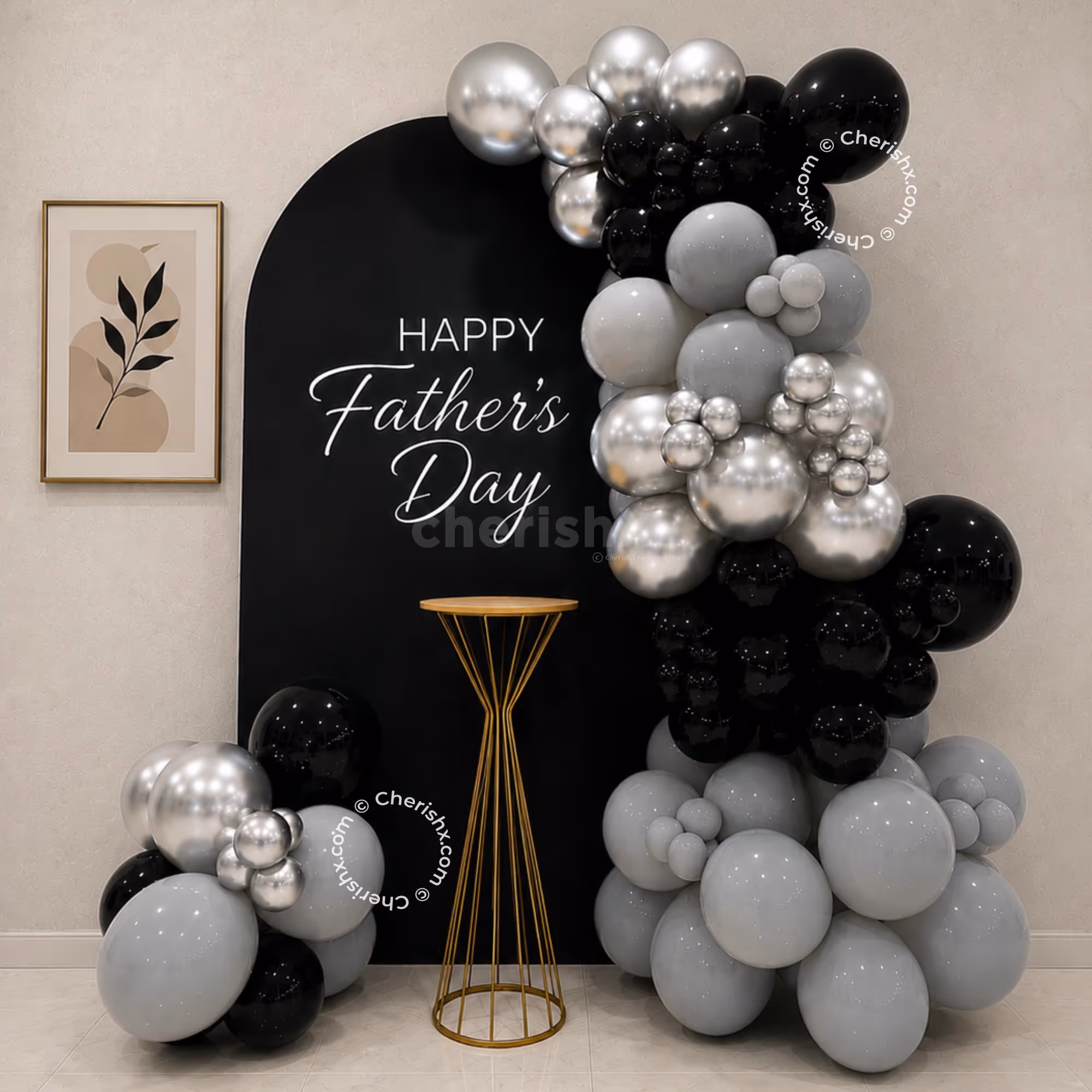 Decorative Arrangement With Chrome Accents And A Curved Panel For Father’s Day.