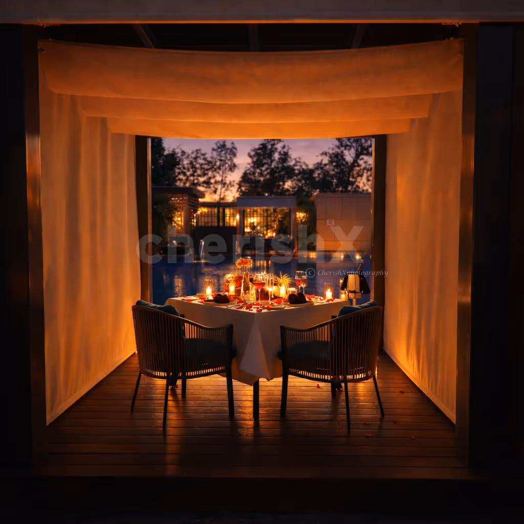 luxury candlelight dining experience by the pool at conrad hotel