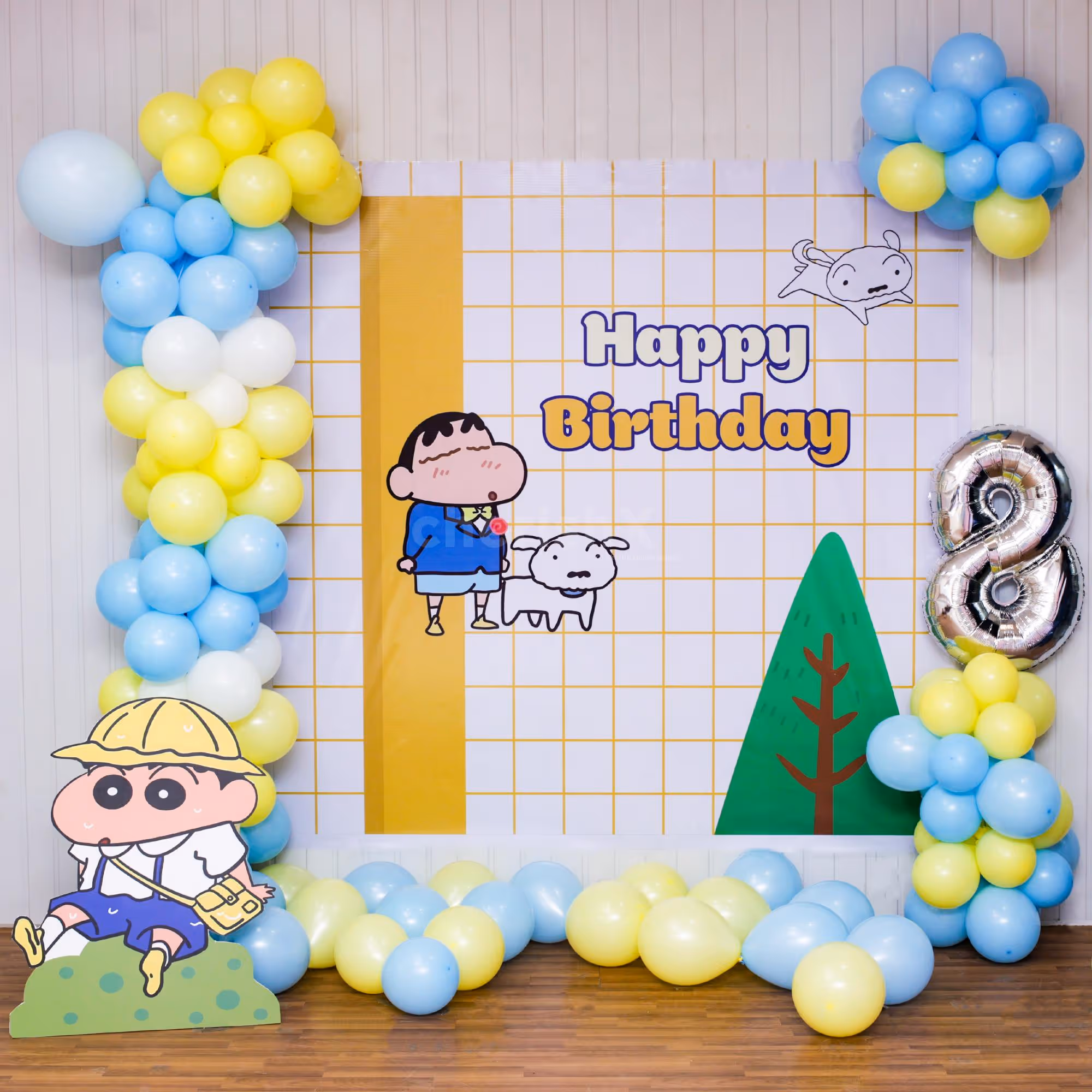 Customized age foil balloon celebrating the birthday milestone.