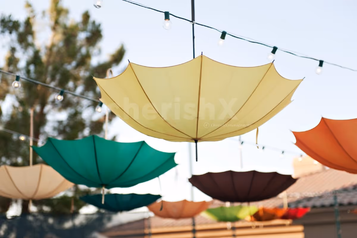 Beautiful Colourful Umbrella Decor for a truly special and memorable occasion.