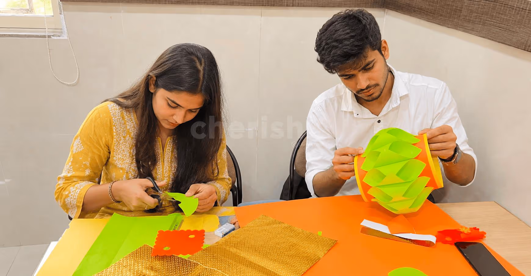DIY Paper Lantern Making Experience with Adults – Making Colourful Handmade Lanterns using Craft Paper and Scissors.