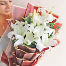 Bunch Of 4 Oriental White Lilies