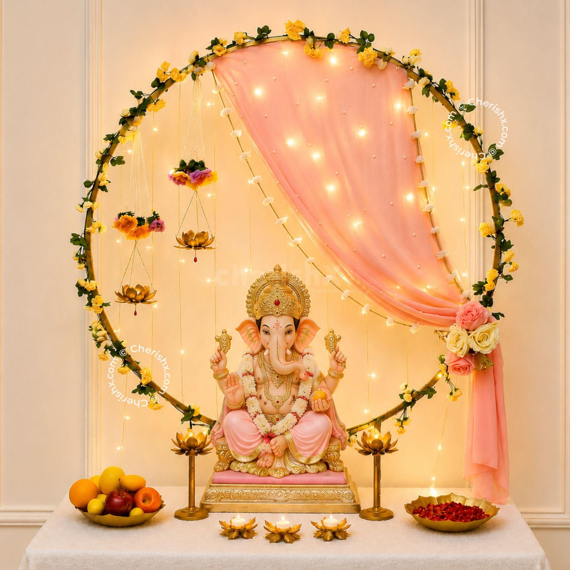 Elegant Peach Ganpati Decor