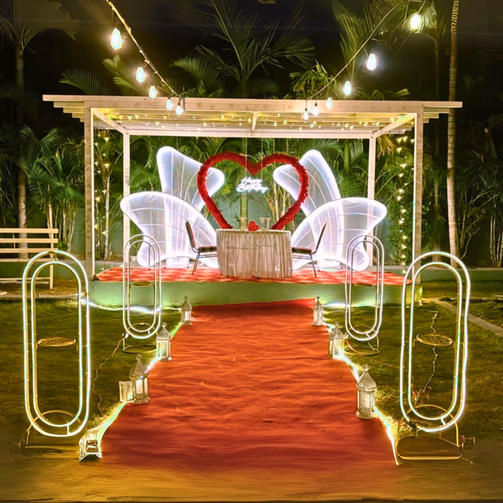Walk down a glowing red carpet to an unforgettable evening of love