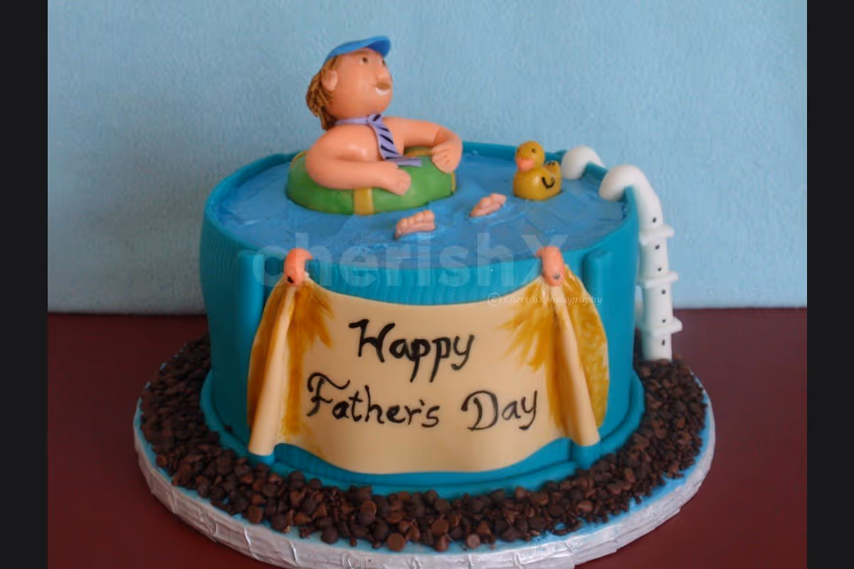 Fathers Day Pool designer fondant cake