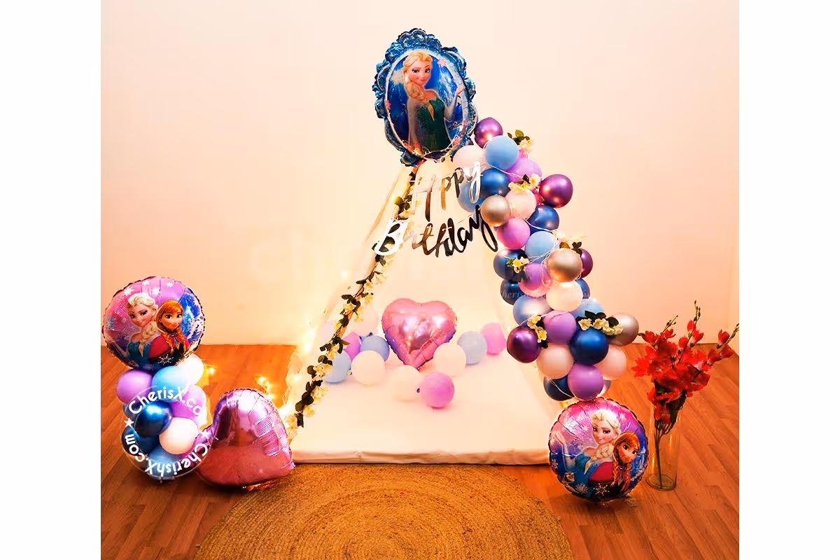 Throw an amazing birthday bash for your child by booking CherishX's Frozen Theme Canopy Decor