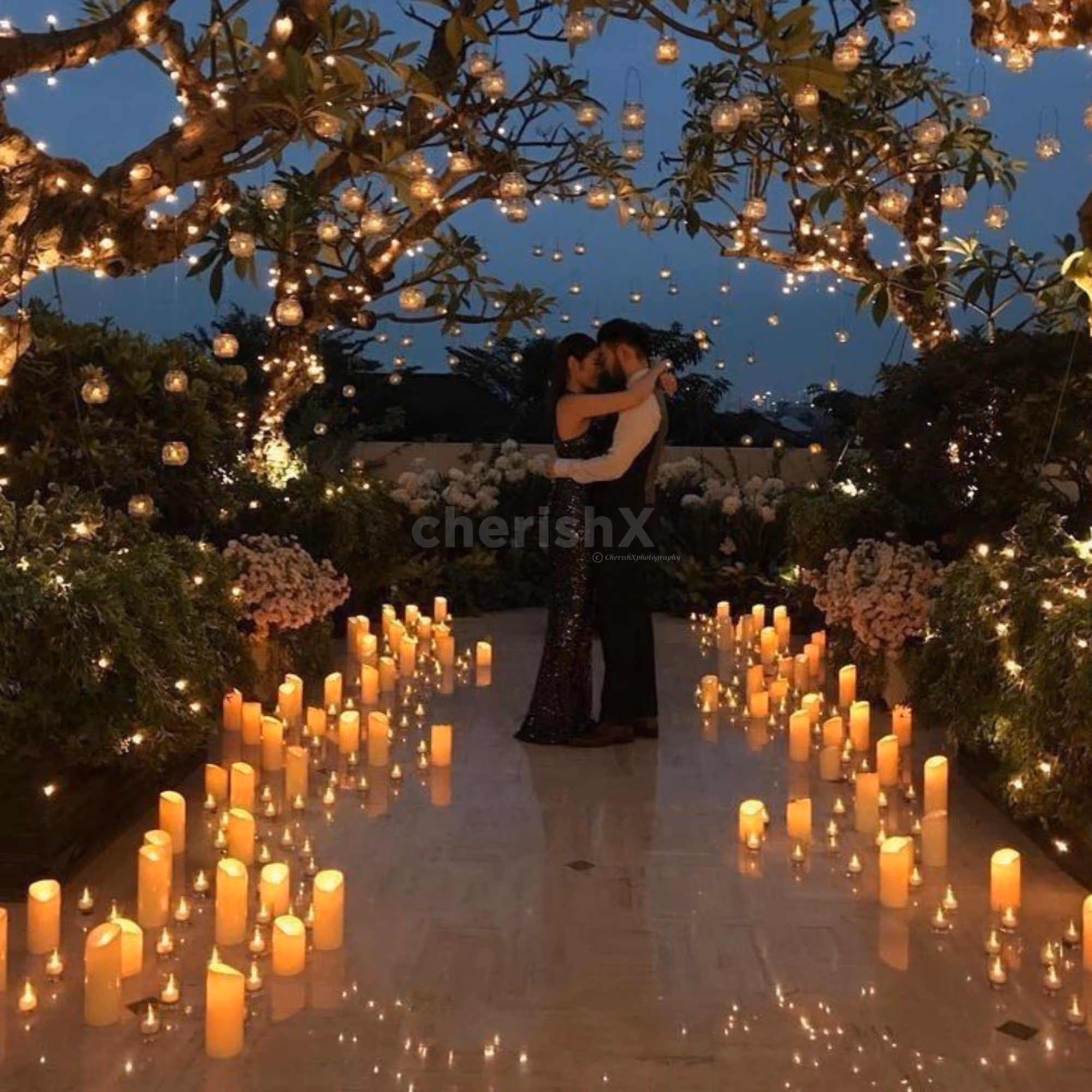 An Led Candle Arrangement For Proposal Night At Any Venue Is A Heart-Warming Idea.