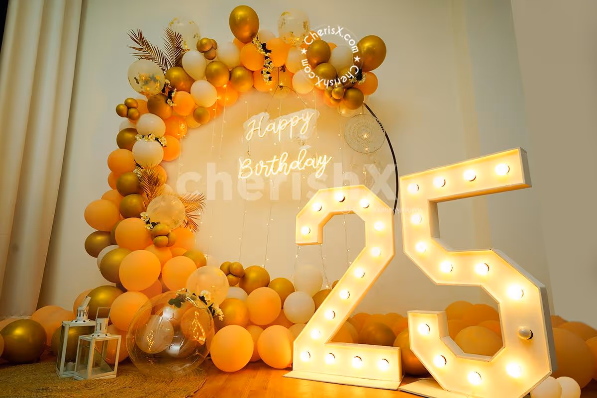 Golden Boho Theme Ring Birthday Decor