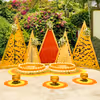 Stunning triangle architecture graced with bright golden flowers.